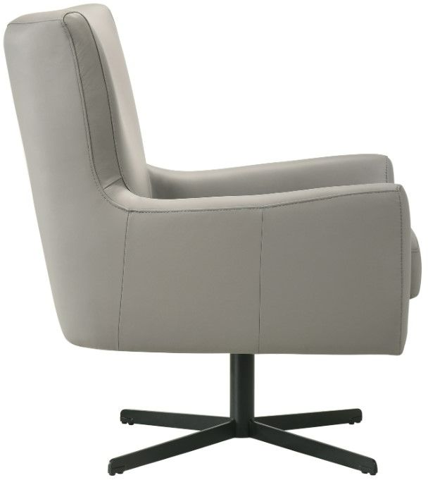 New Classic® Home Furnishings Acadia Slate Gray Leather Swivel Chair-2