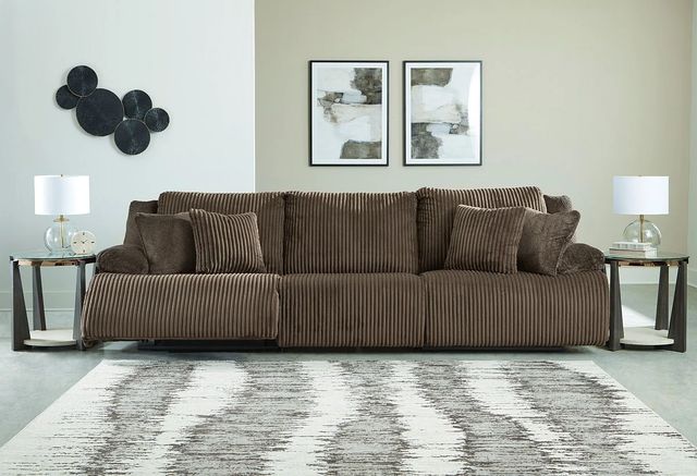 Signature Design by Ashley® Top Tier 3-Piece Chocolate Manual Reclining Small-Spaced Sectional-1