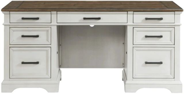 Intercon Drake French Oak/Rustic Gray Executive Desk-2