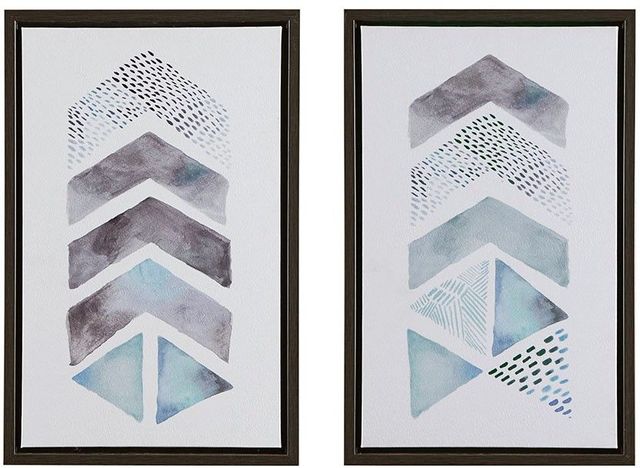 Olliix by Urban Habitat Blue/Grey Set of 2 This and That Way Framed Gel Coat Canvas-0