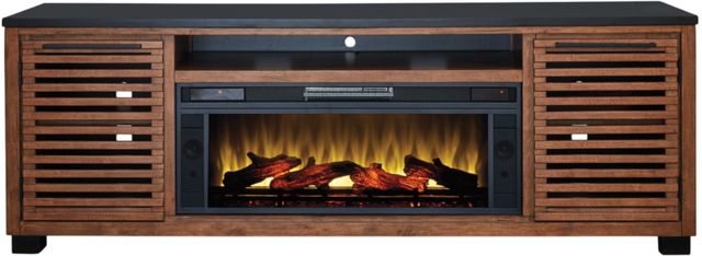 Signature Design by Ashley® Kallari Black/Warm Brown 84" TV Stand with Electric Fireplace-1