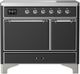 Ilve® Majestic III 40" Graphite Matte Pro Style Induction Range with Solid Door and Chrome Trim-0