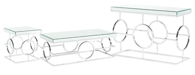 Elements International Pearl 3-Piece Chrome Occasional Table Set-0