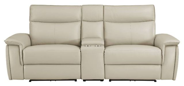 Homelegance® Maroni Taupe Double Power Reclining Loveseat with Center Console and Power Headrests-1