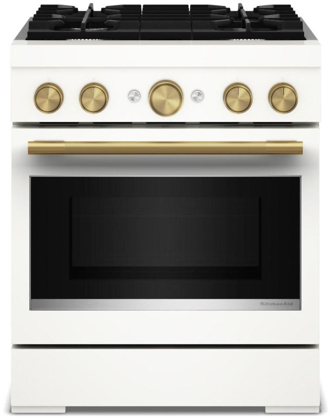 KitchenAid® 30” Porcelain Pro-Style Dual Fuel Gas Range with No Preheat Air Fry Mode-0