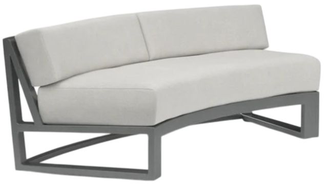 Sunset West Redondo Slate Aluminum Curved Outdoor Armless Loveseat with Cast Silver Cushion-0