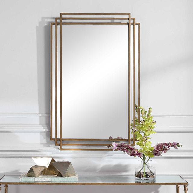 Uttermost® Amherst Distressed Brushed Gold Mirror-1