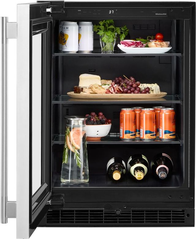 KitchenAid® 24" 5.2 Cu. Ft. Stainless Steel Beverage Center with Glass Door-3