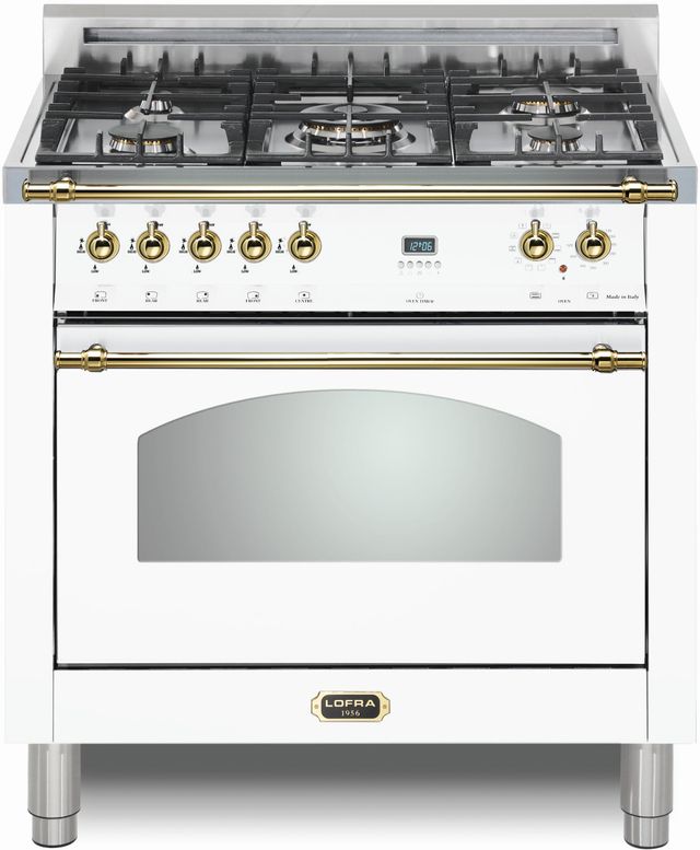 LOFRA® Dolcevita 36" White Pro Style Dual Fuel Range-0