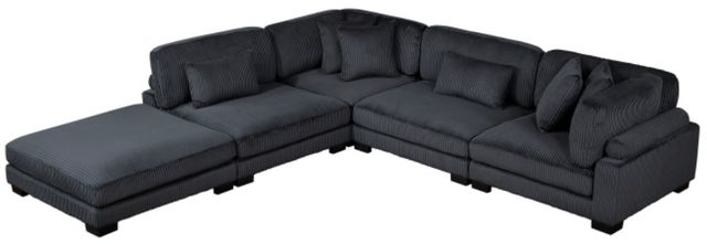 Homelegance® Traverse 5-Piece Black One-Arm Modular Sectional with Ottoman-1