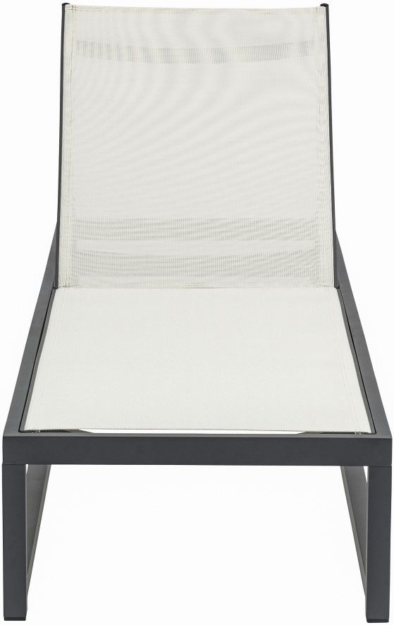 Meridian Furniture Maldives Cream/Dark Gray Aluminum Outdoor Patio Adjustable Lounge Chair-1