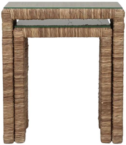 Bramble Tuscan Glass Top Nesting Table with Natural Base-3