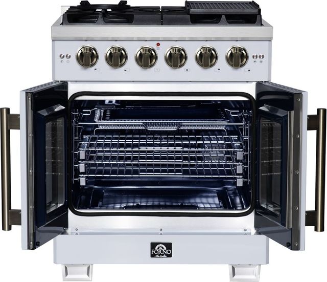 FORNO® Capriasca Series Alta Qualita 30" White Pro Style Gas Range-3
