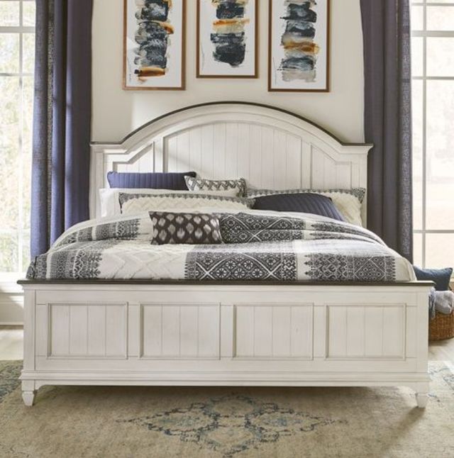 Liberty Furniture Allyson Park Charcoal/Wirebrushed White Arched Panel Bed-2