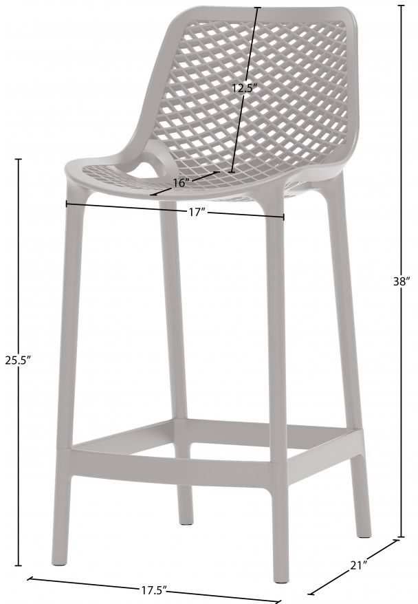Meridian Furniture Mykonos Gray Plastic Outdoor Patio Stool-3