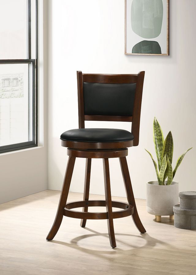 Coaster® Broxton 2-Piece Chestnut/Black Upholstered Swivel Counter Stools-8