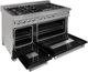 ZLINE 48" Satin Stainless Steel Pro Style Dual Fuel Range with Black Matte Door-4