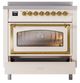 Ilve® Nostalgie II Noblesse 36'' Antique White Pro Style Induction Range with Brass Trim-3