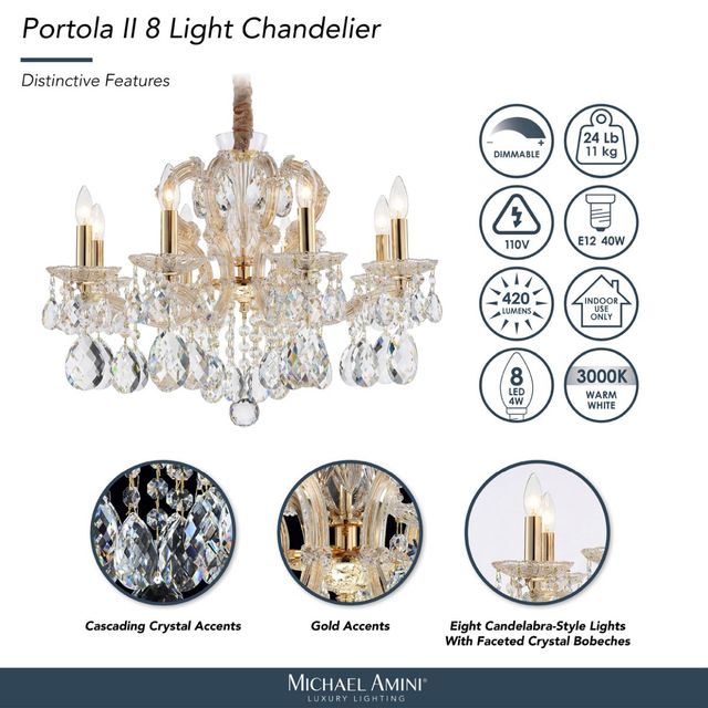 Michael Amini® Portola II Clear 8-Light Chandelier-3