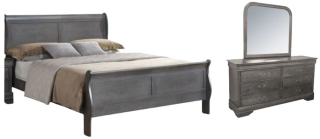American Wholesale Furniture Louis Philippe 3-Piece Gray Queen Bedroom Set-0