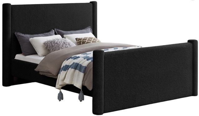 Meridian Furniture Elias Black Queen Boucle Fabric Upholstered Panel Bed-0