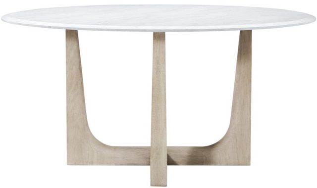 Theodore Alexander Repose White Round Dining Table with Gray Oak Base-1