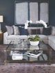 Century® Monarch Gwyneth Glass Top Cocktail Table with Satin Brass Base-3
