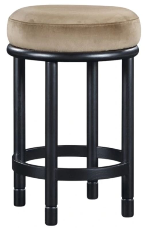 Meridian Furniture Monette Beige/Black Velvet Upholstered Counter Stool-0