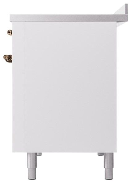 Ilve® Nostalgie II Series 48" White Pro Style Induction Range with Burnished Trim-3