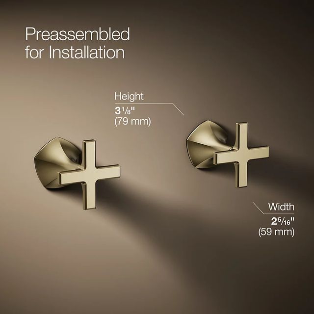 KOHLER® Occasion® Vibrant French Gold Bathroom Sink Faucet Cross Handle Trim-4