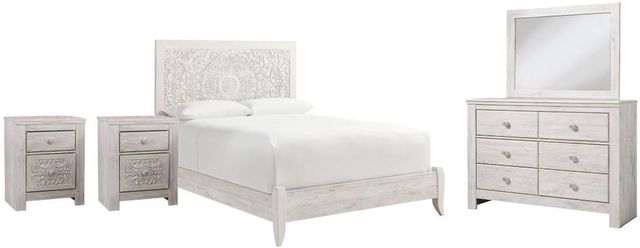 Signature Design by Ashley® Paxberry 4-Piece Whitewash Queen Panel Bed Set-0