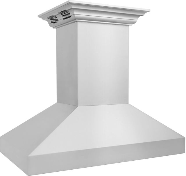 ZLINE CrownSound™ 36" Stainless Steel Ducted Vent Island Mount Range Hood with Built-in Bluetooth Speakers-1