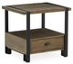 Titus Furniture T5047 Distressed Oak End Table with Flat Black Frame-0