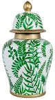 A & B Home Green/White Ginger Jar-1