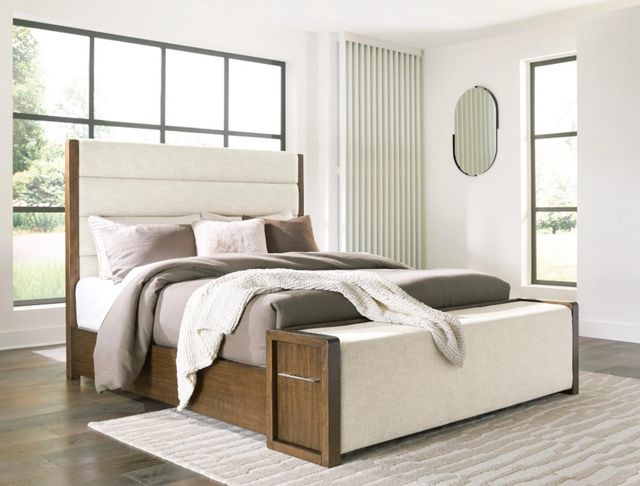 Signature Design by Ashley® Marxmore Brown Queen Upholstered Panel Storage Bed-1