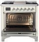 Ilve® Majestic III 36" Antique White Pro Style Dual Fuel Natural Gas Range with Solid Door and Chrome Trim-1
