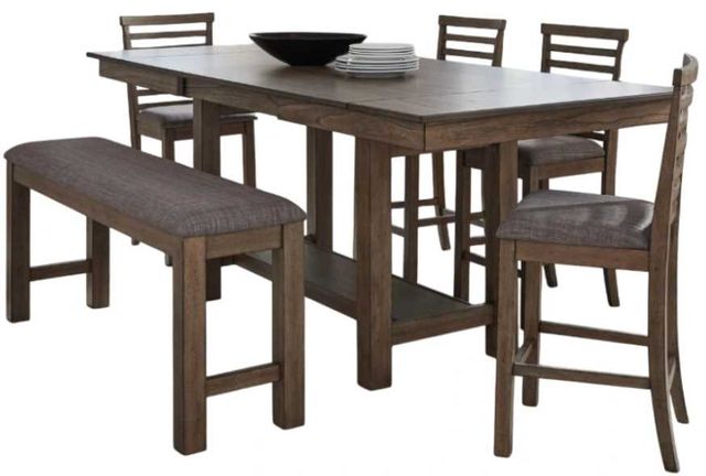 Liberty Furniture Brook Bay 6-Piece Gray/Sandstone Counter Dining Table Set-0