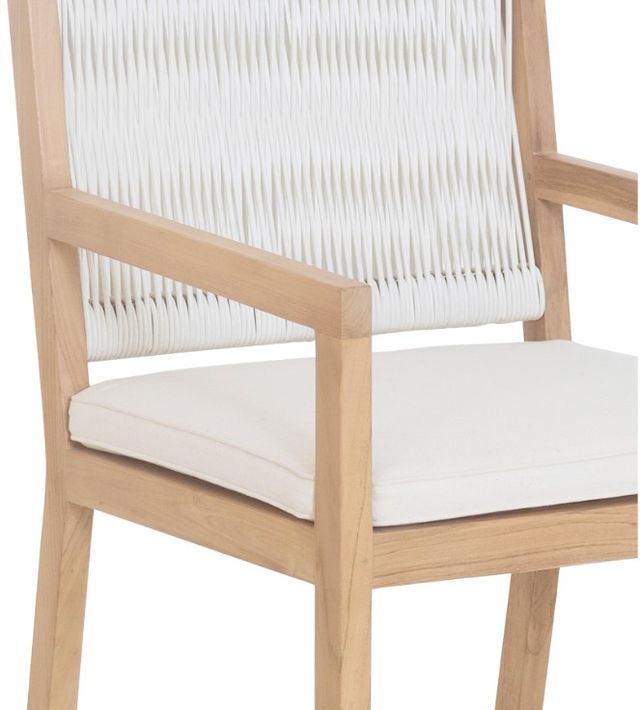 Moe's Home Collection Luce Natural Teak Outdoor Dining Chair with White Cushions-4
