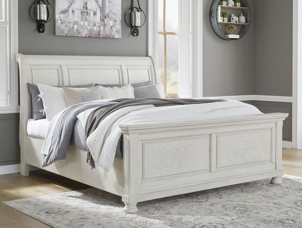 Signature Design by Ashley Robbinsdale Antique White Queen Sleigh Bed
