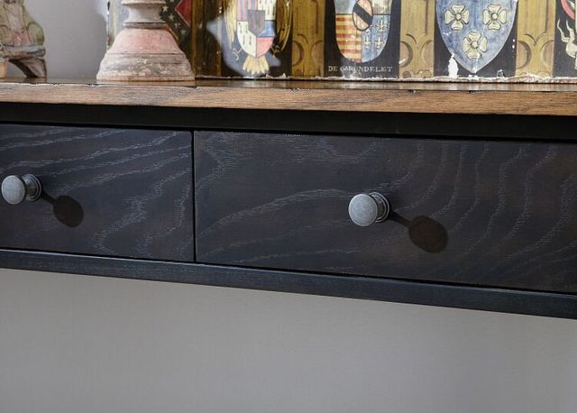 Hammary® Hidden Treasures Brown Drawer Console with Black Base-1