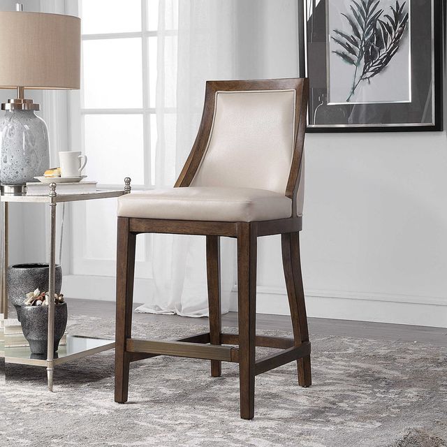 Uttermost® Purcell Cappuccino/Walnut Counter Stool-1