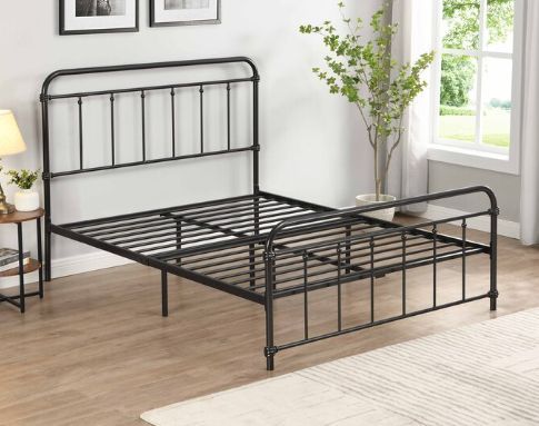 Milton Greens Stars Black Queen Metal Farmhouse Classic Platform Bed-3