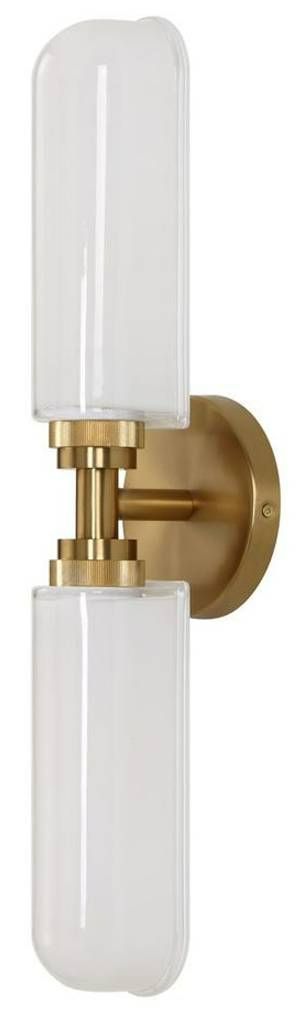 Uttermost® Wellsville Glass 2-Light Sconce with Warm Brass Accent-4
