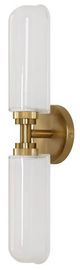 Uttermost® Wellsville Glass 2-Light Sconce with Warm Brass Accent-4