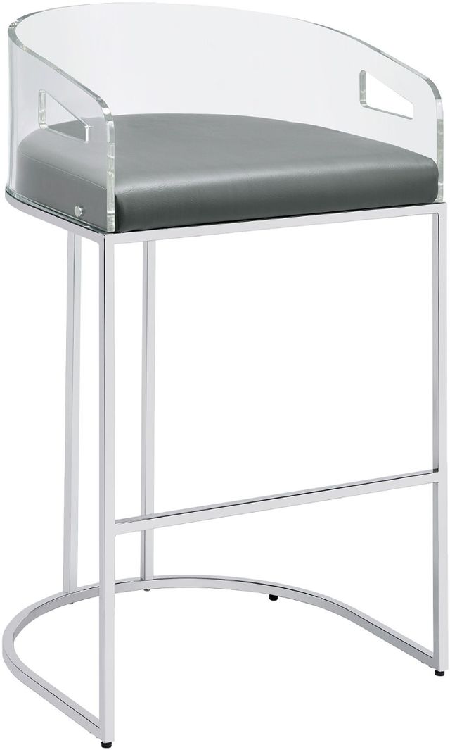 Coaster® Thermosolis 2-Piece Grey/Chrome Acrylic Back Bar Stools-1