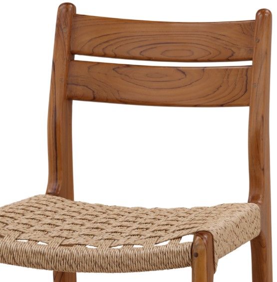Dovetail Furniture Connelly Natural Synthetic Rattan/Teak Wood Outdoor Barstool-4