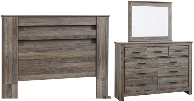 Signature Design by Ashley® Zelen 3-Piece Warm Gray Queen/Full Panel Headboard Bedroom Set-0