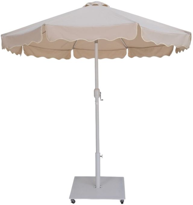 Meridian Furniture Amalfi Beige/White Aluminum Outdoor Patio Umbrella and Rectangular Base-0