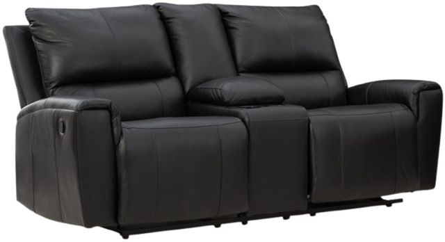 Signature Design by Ashley® Danemere Black Manual Double Reclining Loveseat with Console-0