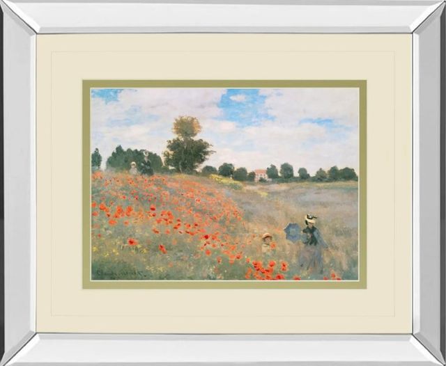 Classy Art Wild Poppies Near Argenteuil by Claude Monet Mirror Framed Wall Art-0